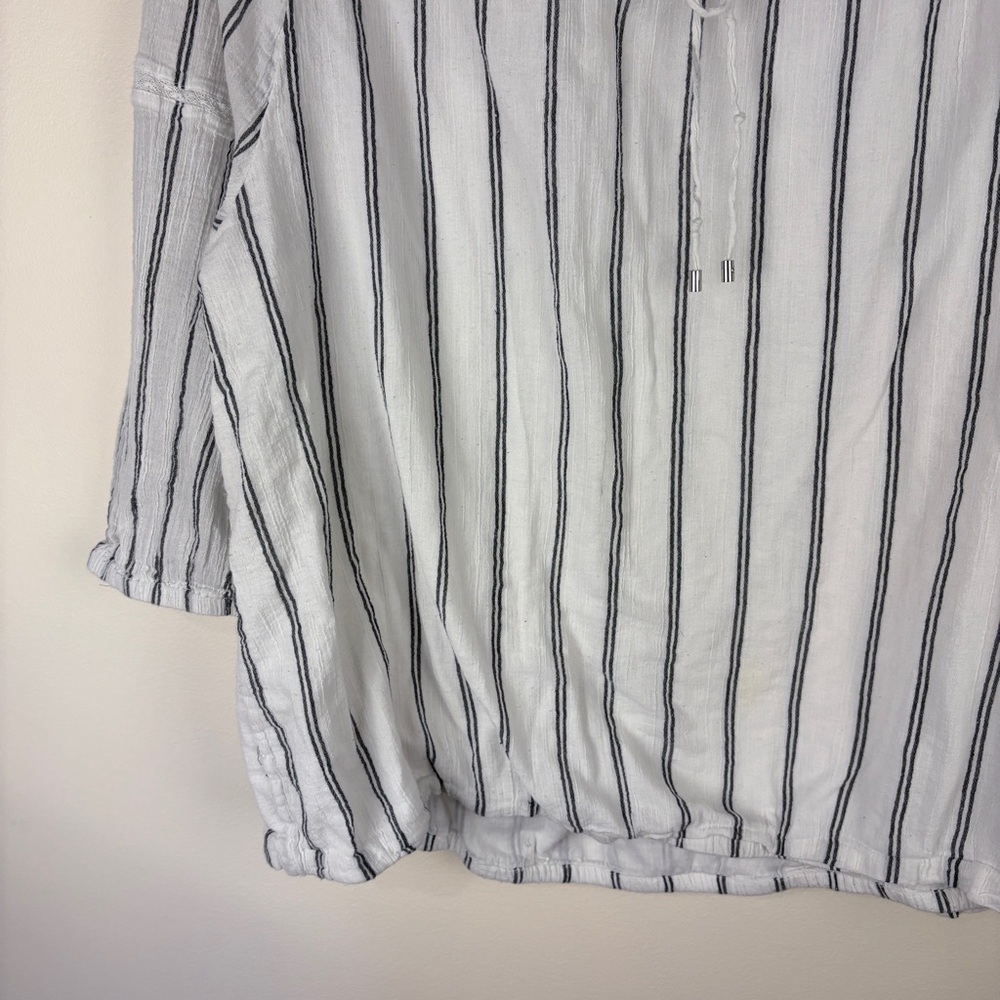 Ralph Lauren White Navy Stripe Coastal Preppy Blouse - Picture 3 of 8